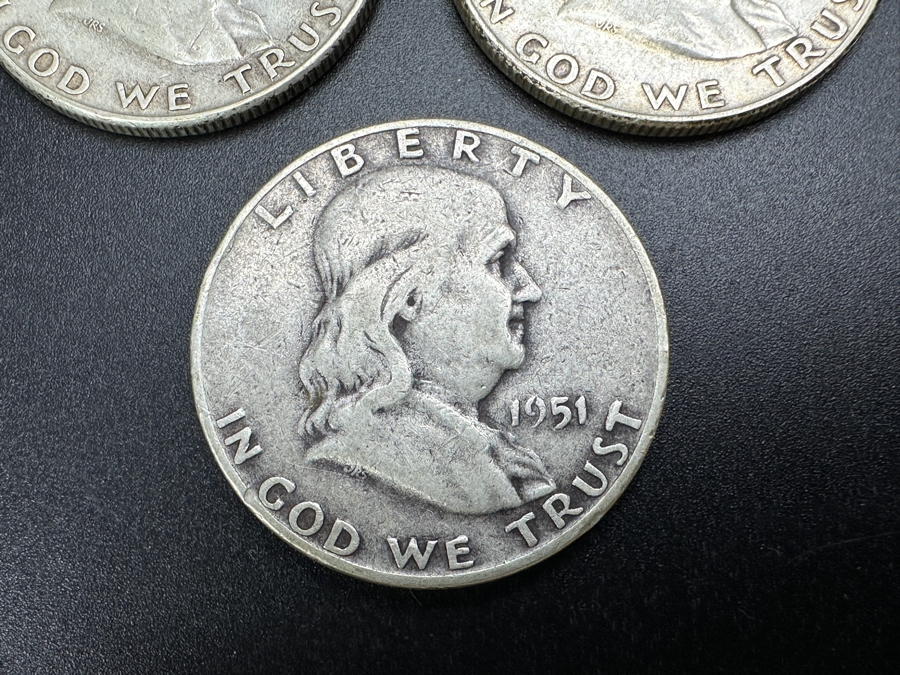 Just Added - (3) Silver Franklin Half Dollars: (1) 1948, (1) 1949 & (1) 1951 [Photo 4]