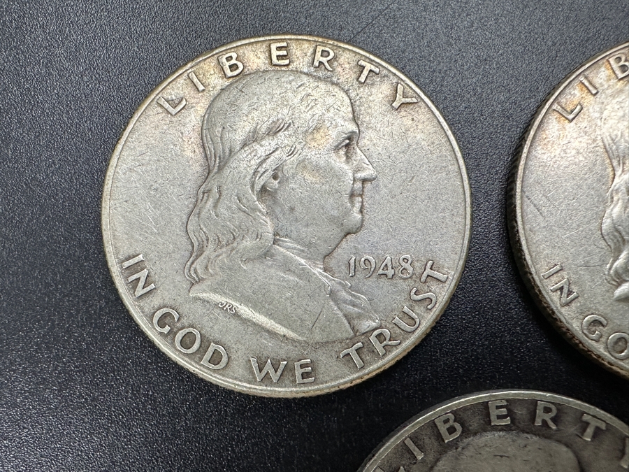 Just Added - (3) Silver Franklin Half Dollars: (1) 1948, (1) 1949 & (1) 1951 [Photo 2]