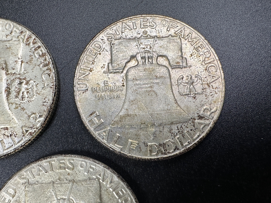 Just Added - (3) Silver Franklin Half Dollars: (1) 1955, (1) 1957 & (1) 1958 [Photo 8]