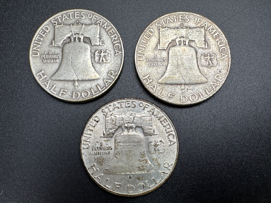 Just Added - (3) Silver Franklin Half Dollars: (1) 1958, (1) 1959 & (1) 1960 [Photo 6]