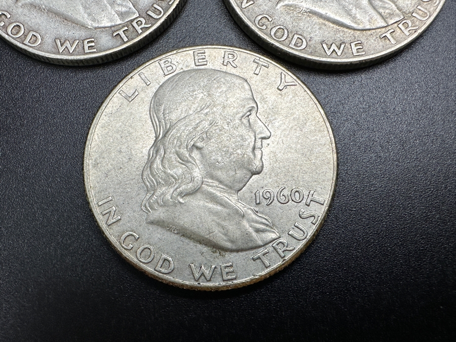 Just Added - (3) Silver Franklin Half Dollars: (1) 1958, (1) 1959 & (1) 1960 [Photo 4]