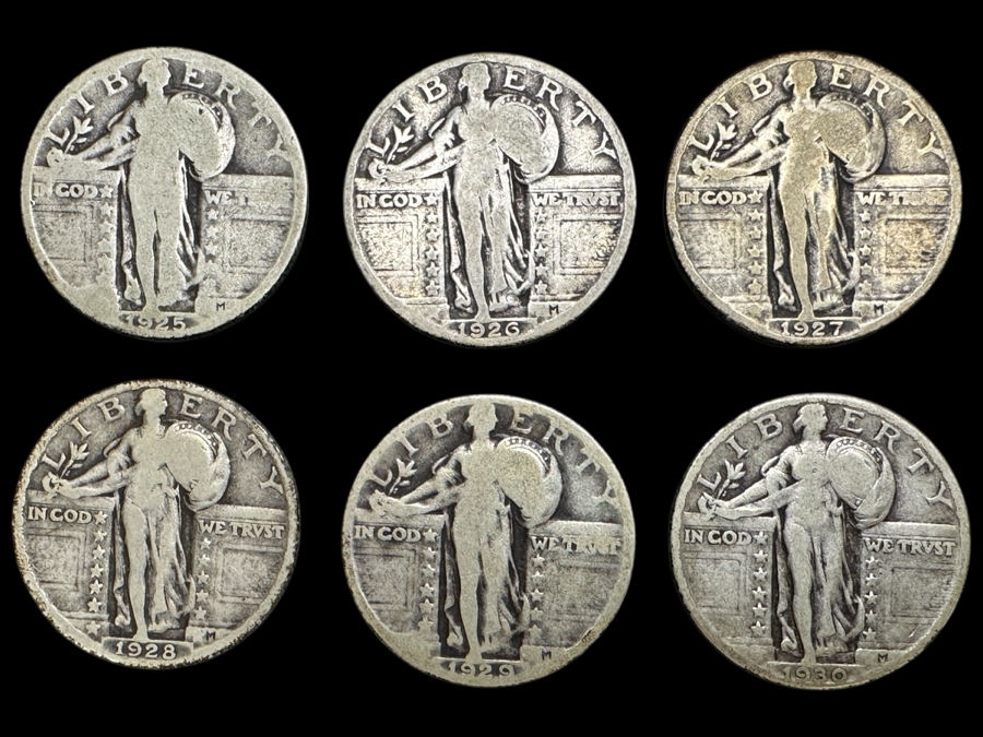 Just Added - (6) Standing Liberty Silver Quarters: (1) 1925, (1) 1926. (1) 1927, (1) 1928, (1) 1929 & (1) 1930