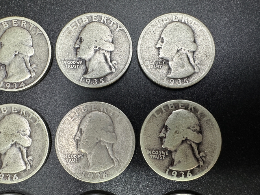 Just Added - (20) Silver Washington Quarters: (3) 1934, (3) 1935, (4) 1936, (2) 1937, (1) 1938, (1) 1939, (1) 1940, (1) 1942, (1) 1945, (2) 1946 & (1) 1952 [Photo 4]