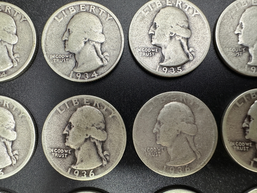 Just Added - (20) Silver Washington Quarters: (3) 1934, (3) 1935, (4) 1936, (2) 1937, (1) 1938, (1) 1939, (1) 1940, (1) 1942, (1) 1945, (2) 1946 & (1) 1952 [Photo 3]