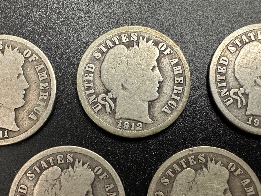 Just Added - (5) Barber Silver Dimes 1911, 1912, 1913 & (2) 1916 [Photo 3]