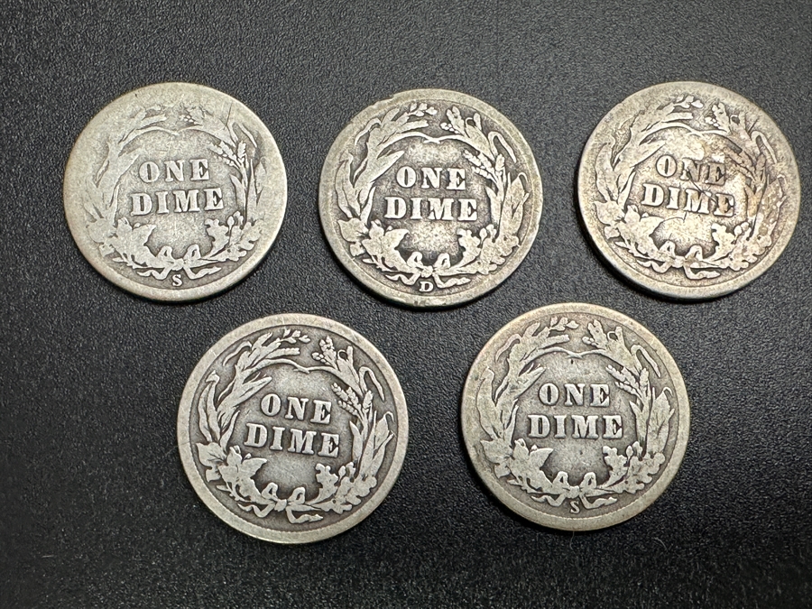 Just Added - (5) Barber Silver Dimes 1911, 1912, 1913 & (2) 1916 [Photo 7]