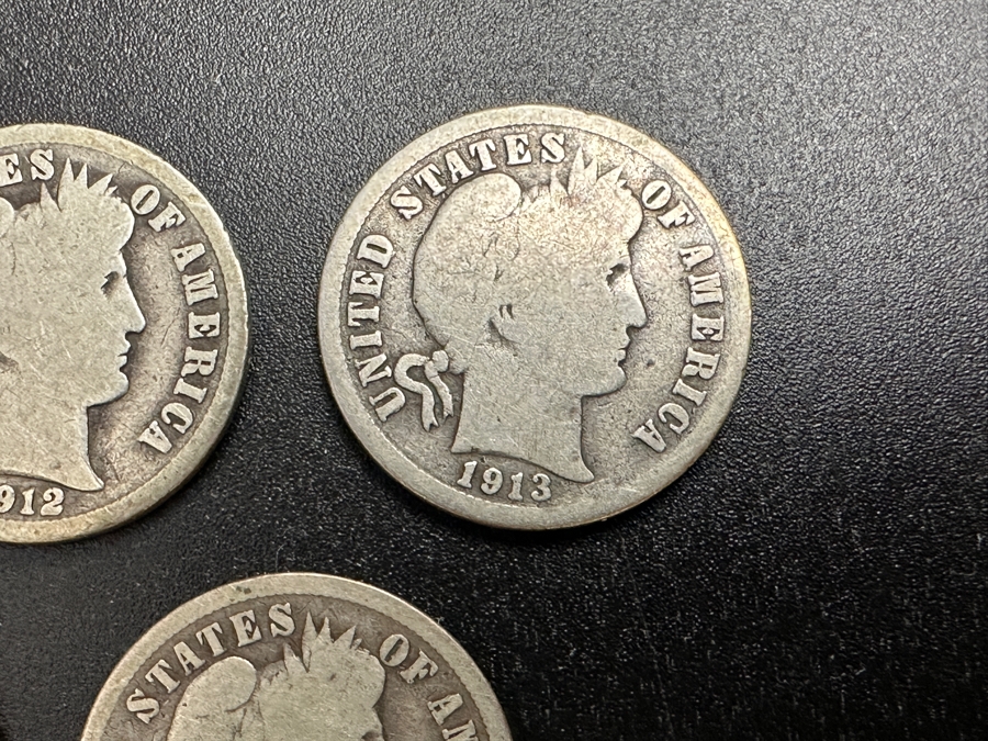 Just Added - (5) Barber Silver Dimes 1911, 1912, 1913 & (2) 1916 [Photo 4]