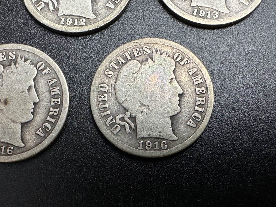 Just Added - (5) Barber Silver Dimes 1911, 1912, 1913 & (2) 1916 [Photo 6]