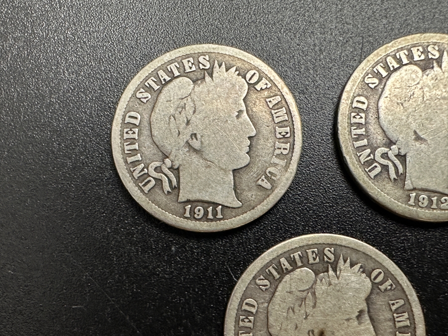 Just Added - (5) Barber Silver Dimes 1911, 1912, 1913 & (2) 1916 [Photo 2]