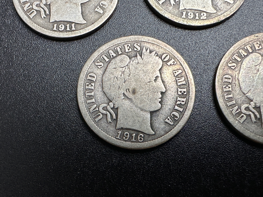 Just Added - (5) Barber Silver Dimes 1911, 1912, 1913 & (2) 1916 [Photo 5]