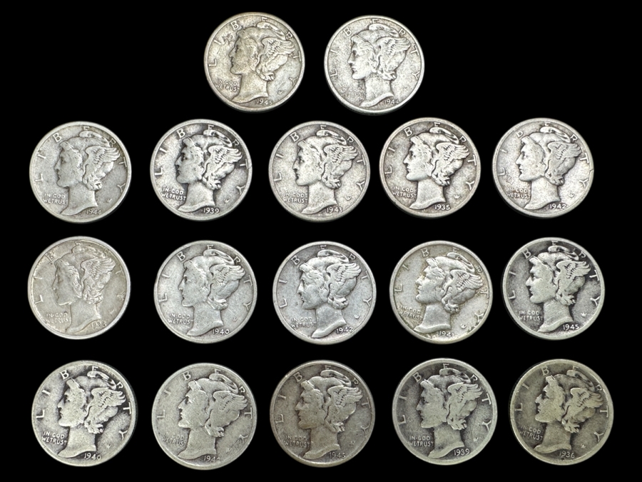 Just Added - (17) Mercury Silver Dimes From Various Years