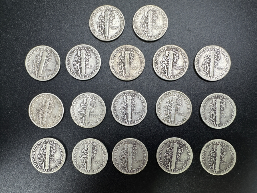 Just Added - (17) Mercury Silver Dimes From Various Years [Photo 8]