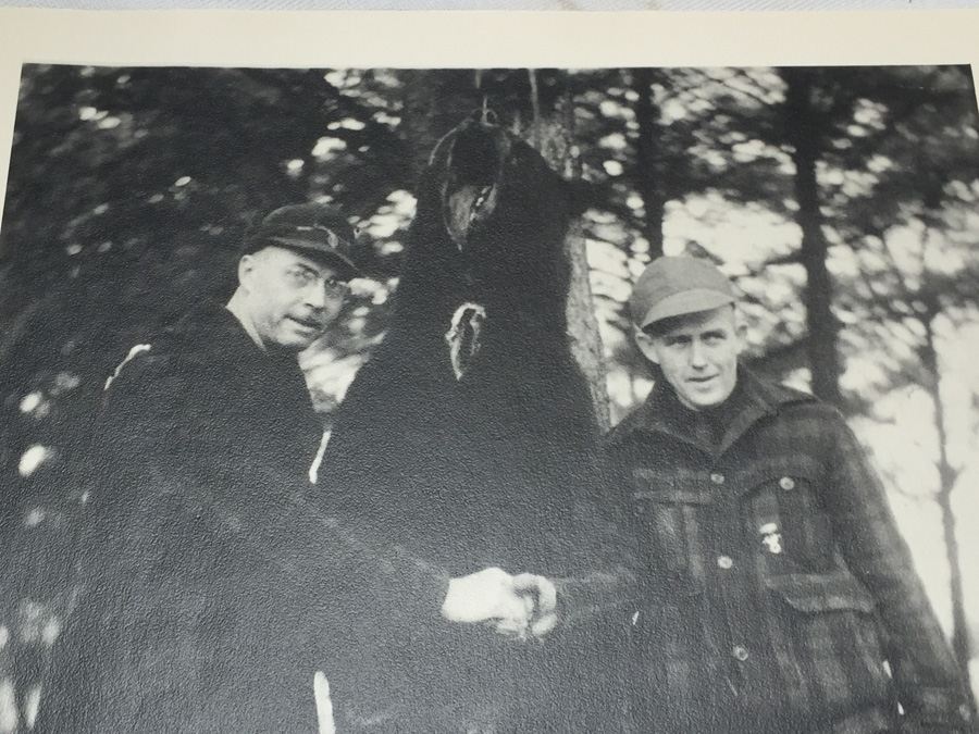 B&W Photo Of Two Men Posing With Large Bear [Photo 4]