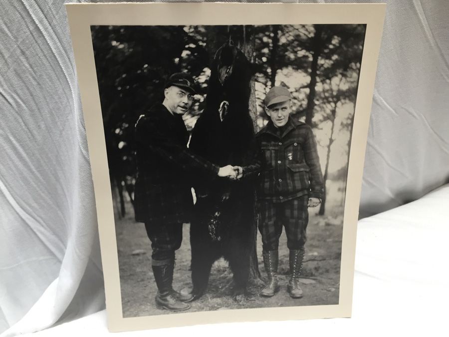 B&W Photo Of Two Men Posing With Large Bear [Photo 5]