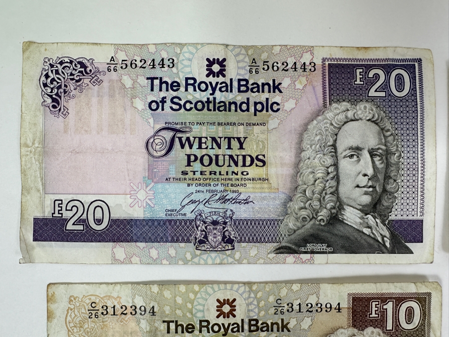 Just Added - Various Foreign Currency Including 20 Scottish Pounds, 10 Scottish Pounds, 10 English Pounds & 5 English Pounds [Photo 4]