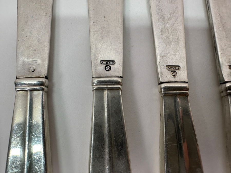 International Sterling Royal Danish Sterling Silver Flatware Service - Sterling Weighs 1,723g Not Including The Knives = $2,946 Melt Value / Spreader Knives With Sterling Blade & Handle Weighs 251.7g / Butter Knives Weigh 485.2g - Retails $12,000+ [Photo 7]