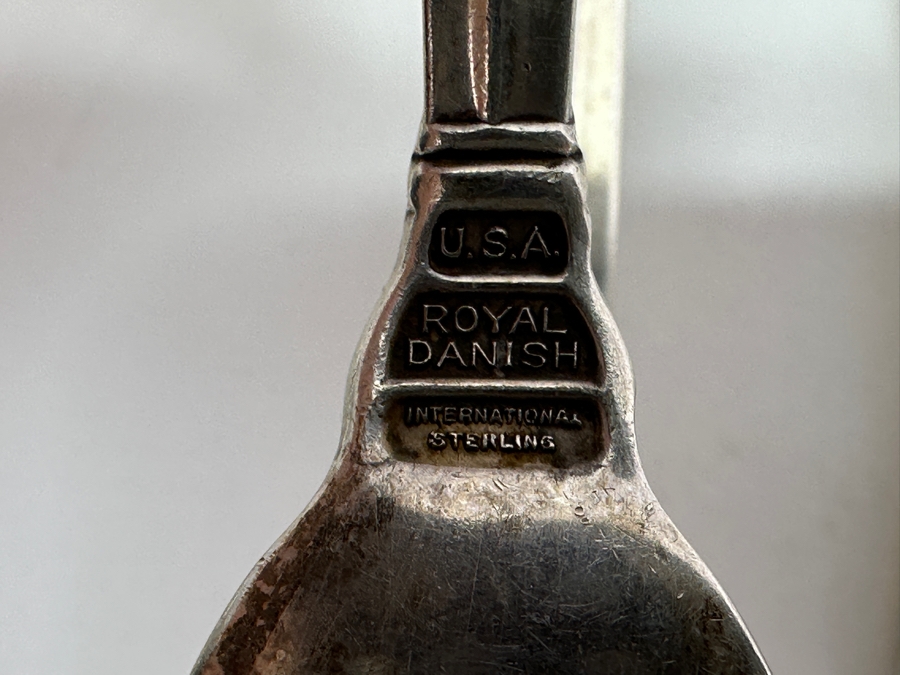 International Sterling Royal Danish Sterling Silver Flatware Service - Sterling Weighs 1,723g Not Including The Knives = $2,946 Melt Value / Spreader Knives With Sterling Blade & Handle Weighs 251.7g / Butter Knives Weigh 485.2g - Retails $12,000+ [Photo 8]