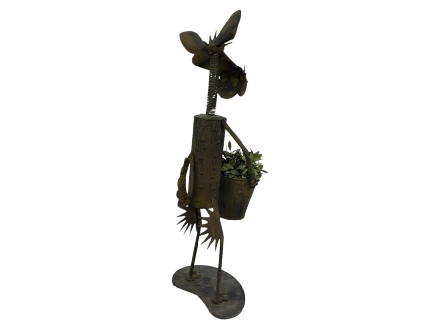 Freestanding Metal Dog Vase Sculpture With Kinetic Head 33H [Photo 3]