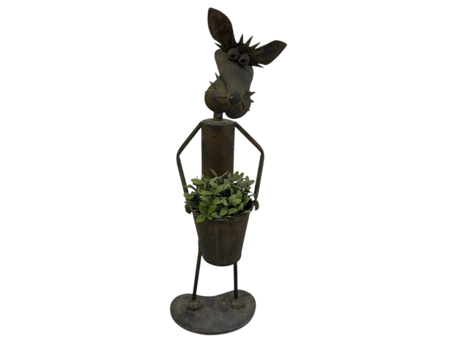 Freestanding Metal Dog Vase Sculpture With Kinetic Head 33H [Photo 2]
