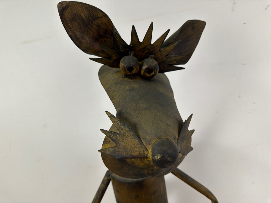 Freestanding Metal Dog Vase Sculpture With Kinetic Head 33H [Photo 4]