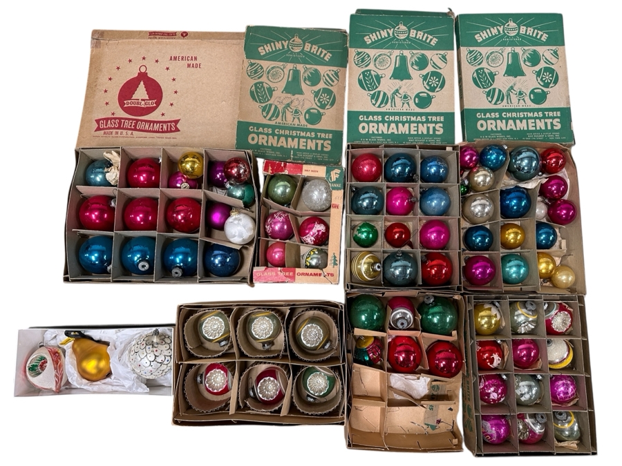 Collection Of Vintage Glass Christmas Tree Ornaments Shiny Brite [Photo 1]