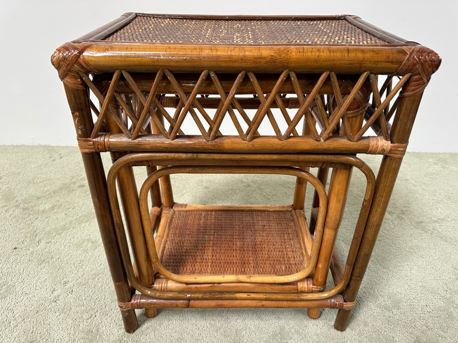 Bamboo And Rattan Nesting Tables 18.5W X 12.5D X 23H [Photo 5]