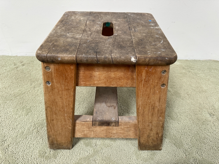 Old Bell System Wooden Step Stool Bench 12W X 12D X 13H [Photo 6]