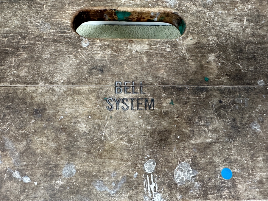 Old Bell System Wooden Step Stool Bench 12W X 12D X 13H [Photo 2]
