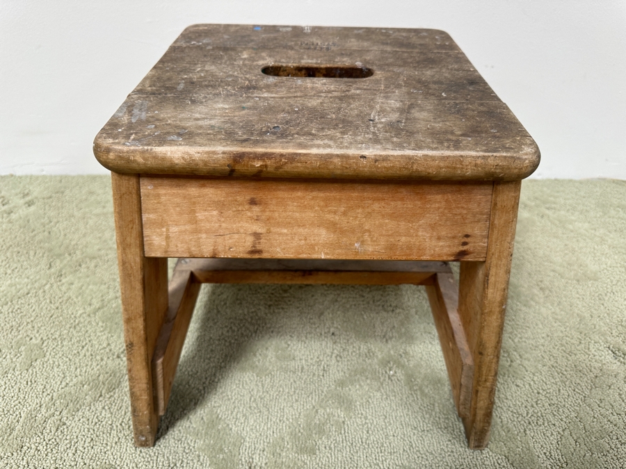 Old Bell System Wooden Step Stool Bench 12W X 12D X 13H [Photo 7]