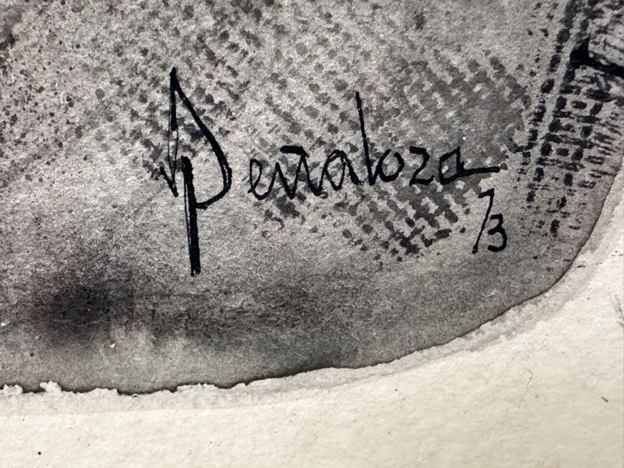 Santiago Penaloza (B. 1948, Mexican) Original Abstract Watercolor And Ink Painting On Paper Artist Signed And Dated 1973 17.5 X 22.5 Framed 24 X 29 [Photo 13]