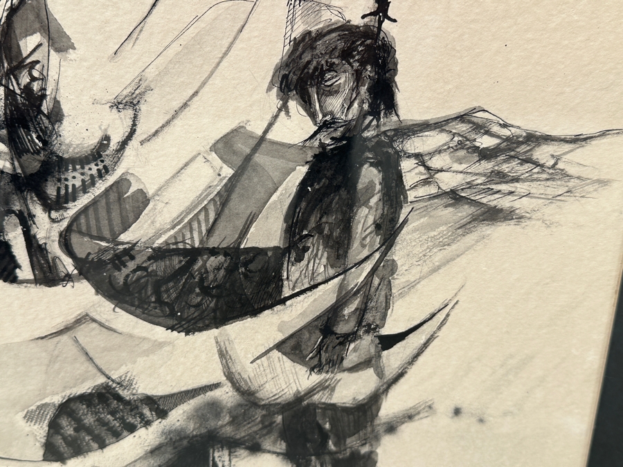 Santiago Penaloza (B. 1948, Mexican) Original Abstract Watercolor And Ink Painting On Paper Artist Signed And Dated 1973 17.5 X 22.5 Framed 24 X 29 [Photo 8]