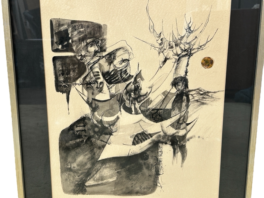 Santiago Penaloza (B. 1948, Mexican) Original Abstract Watercolor And Ink Painting On Paper Artist Signed And Dated 1973 17.5 X 22.5 Framed 24 X 29