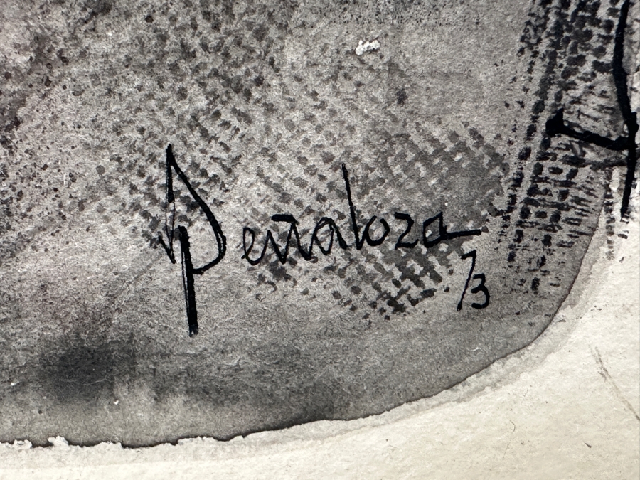 Santiago Penaloza (B. 1948, Mexican) Original Abstract Watercolor And Ink Painting On Paper Artist Signed And Dated 1973 17.5 X 22.5 Framed 24 X 29 [Photo 12]