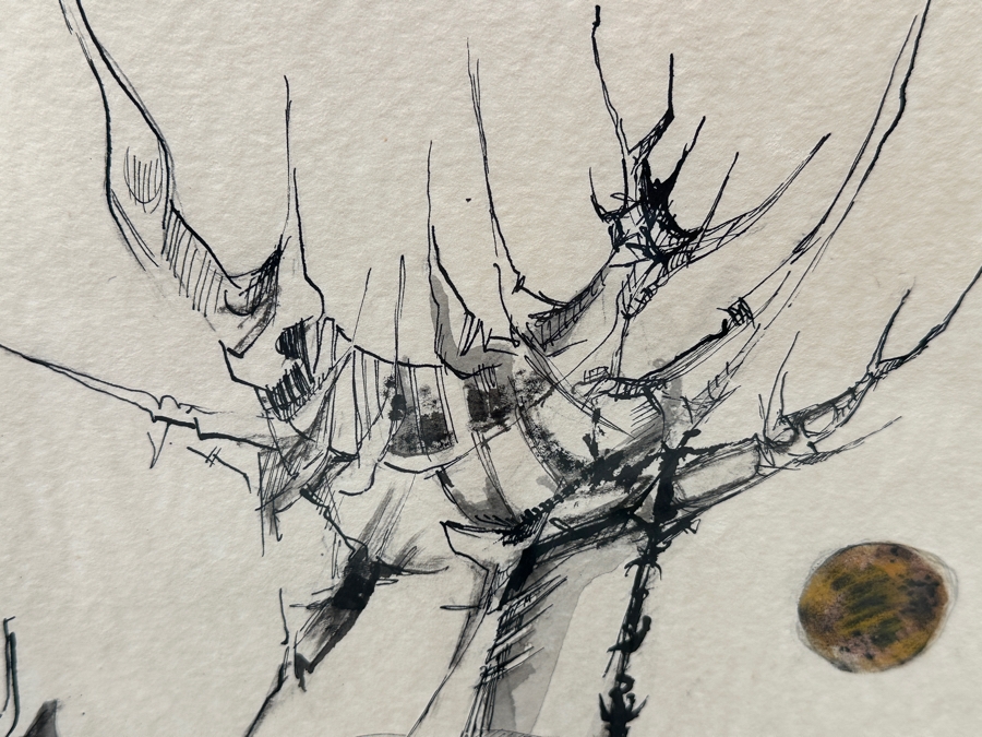 Santiago Penaloza (B. 1948, Mexican) Original Abstract Watercolor And Ink Painting On Paper Artist Signed And Dated 1973 17.5 X 22.5 Framed 24 X 29 [Photo 10]