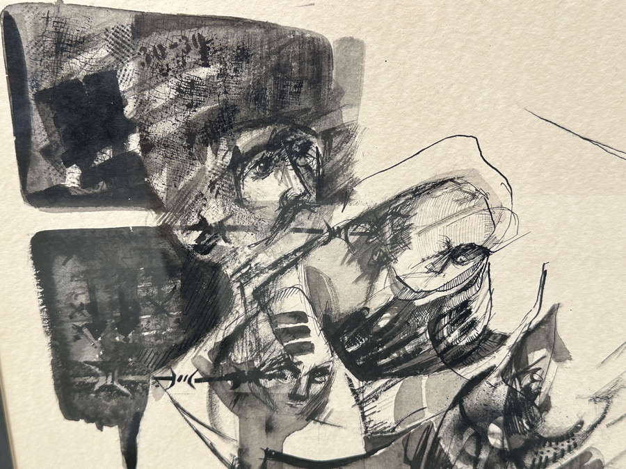 Santiago Penaloza (B. 1948, Mexican) Original Abstract Watercolor And Ink Painting On Paper Artist Signed And Dated 1973 17.5 X 22.5 Framed 24 X 29 [Photo 4]