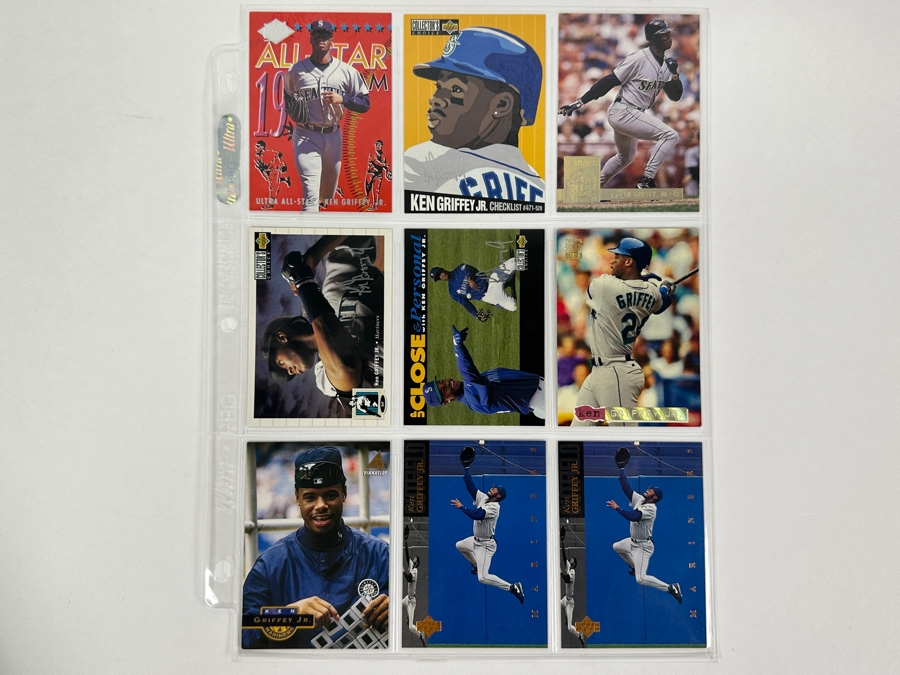Just Added - Huge Collection Of 242 Ken Griffey, Jr. Seattle Mariners Baseball Cards Including Rookie Cards All Stored In Protective Sleeves Within Binder - See Photos [Photo 29]