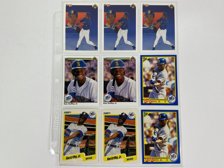 Just Added - Huge Collection Of 242 Ken Griffey, Jr. Seattle Mariners Baseball Cards Including Rookie Cards All Stored In Protective Sleeves Within Binder - See Photos [Photo 6]