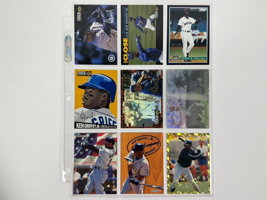 Just Added - Huge Collection Of 242 Ken Griffey, Jr. Seattle Mariners Baseball Cards Including Rookie Cards All Stored In Protective Sleeves Within Binder - See Photos [Photo 28]
