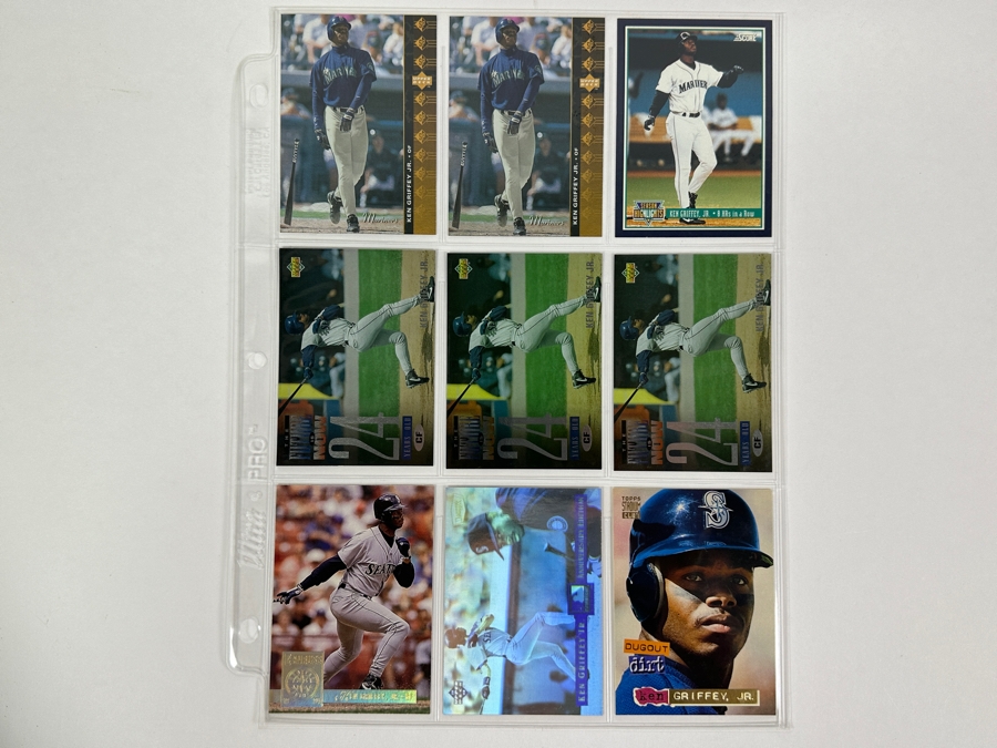 Just Added - Huge Collection Of 242 Ken Griffey, Jr. Seattle Mariners Baseball Cards Including Rookie Cards All Stored In Protective Sleeves Within Binder - See Photos [Photo 33]