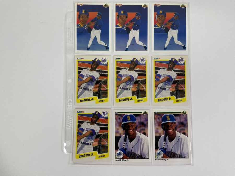 Just Added - Huge Collection Of 242 Ken Griffey, Jr. Seattle Mariners Baseball Cards Including Rookie Cards All Stored In Protective Sleeves Within Binder - See Photos [Photo 8]