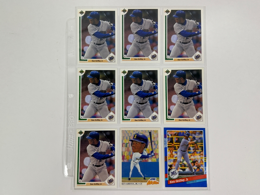 Just Added - Huge Collection Of 242 Ken Griffey, Jr. Seattle Mariners Baseball Cards Including Rookie Cards All Stored In Protective Sleeves Within Binder - See Photos [Photo 18]