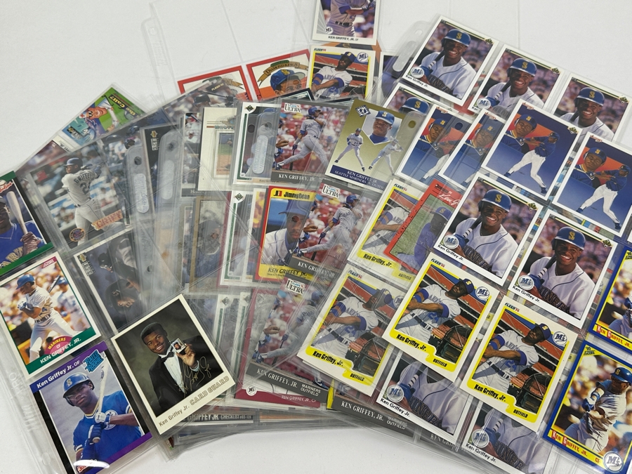 Just Added - Huge Collection Of 242 Ken Griffey, Jr. Seattle Mariners Baseball Cards Including Rookie Cards All Stored In Protective Sleeves Within Binder - See Photos [Photo 2]
