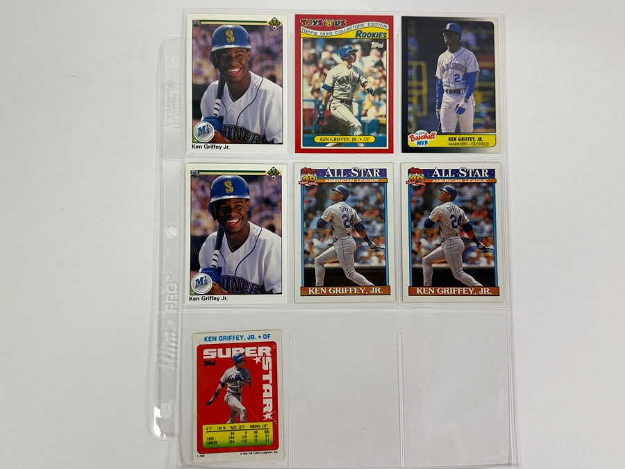 Just Added - Huge Collection Of 242 Ken Griffey, Jr. Seattle Mariners Baseball Cards Including Rookie Cards All Stored In Protective Sleeves Within Binder - See Photos [Photo 9]