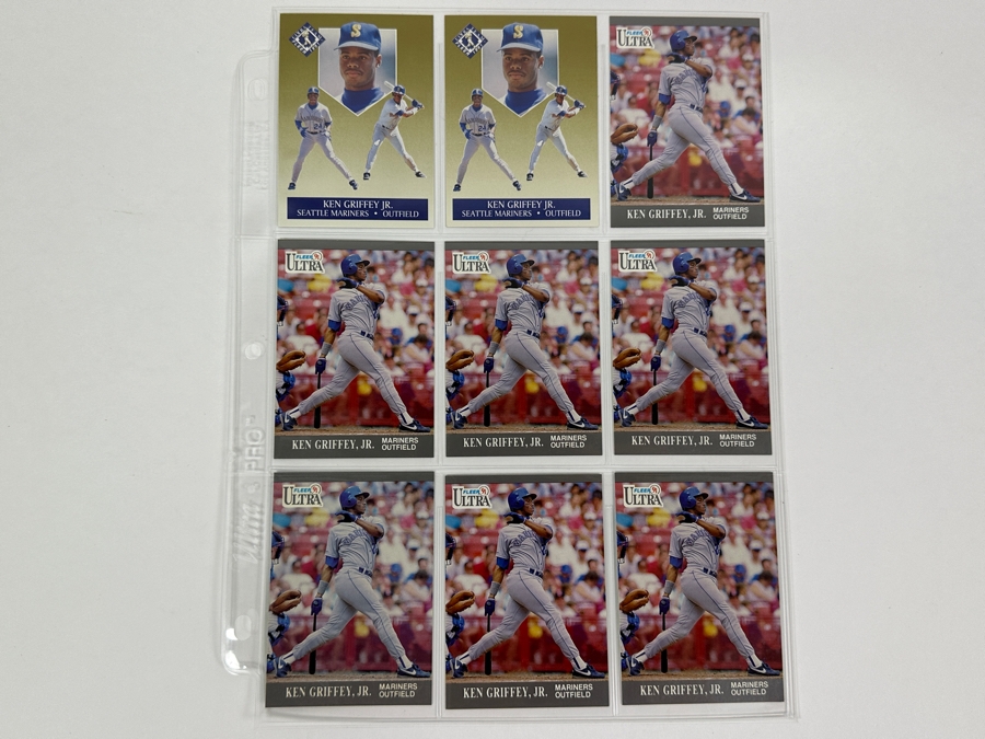 Just Added - Huge Collection Of 242 Ken Griffey, Jr. Seattle Mariners Baseball Cards Including Rookie Cards All Stored In Protective Sleeves Within Binder - See Photos [Photo 13]