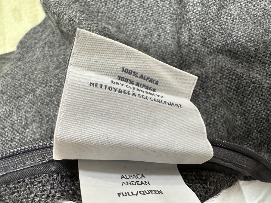 Restoration Hardware 100% Alpaca Full/Queen Duvet with Euro Sham and Throw, Made in Peru [Photo 5]