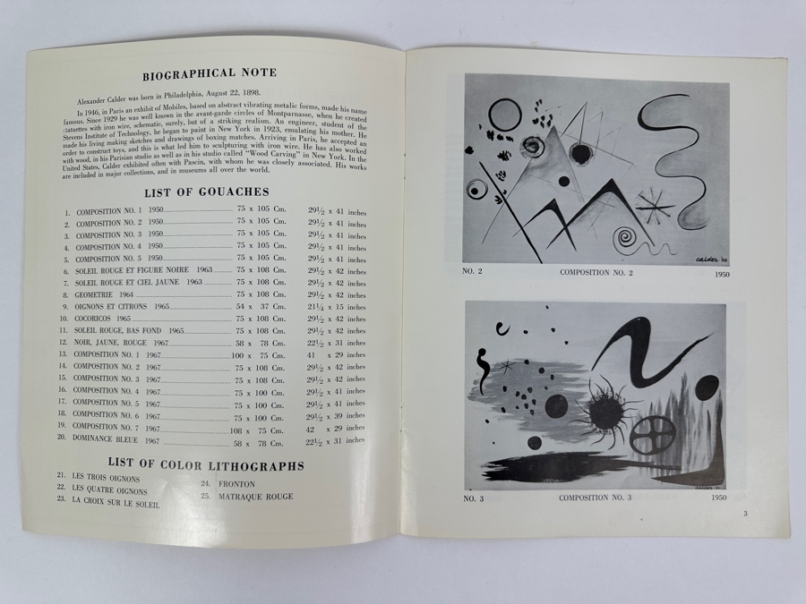 Just Added - Vintage 1967 Alexander Calder Exhibition Program Twenty Gouaches By Calder In Honor Of His Sixty Ninth Birthday Held At The Edgardo Acosta Gallery, Ltd. Beverly Hills, CA [Photo 4]