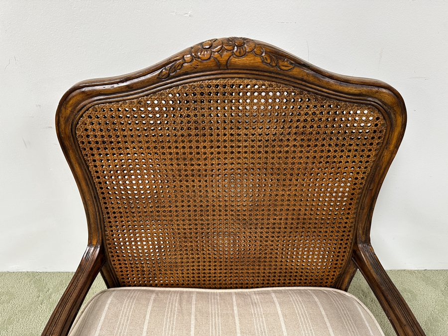 Upholstered French Country Arm Chair with Cane Back 30W x 36D x 38.5H [Photo 3]