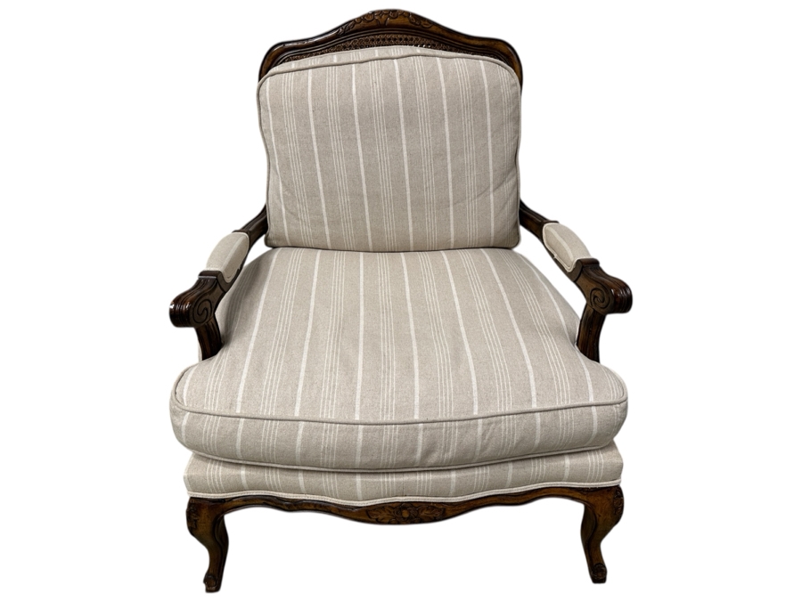 Upholstered French Country Arm Chair with Cane Back 30W x 36D x 38.5H [Photo 1]