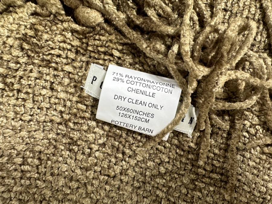 Olive Green Pottery Barn Throw 49.5 x 68 [Photo 2]