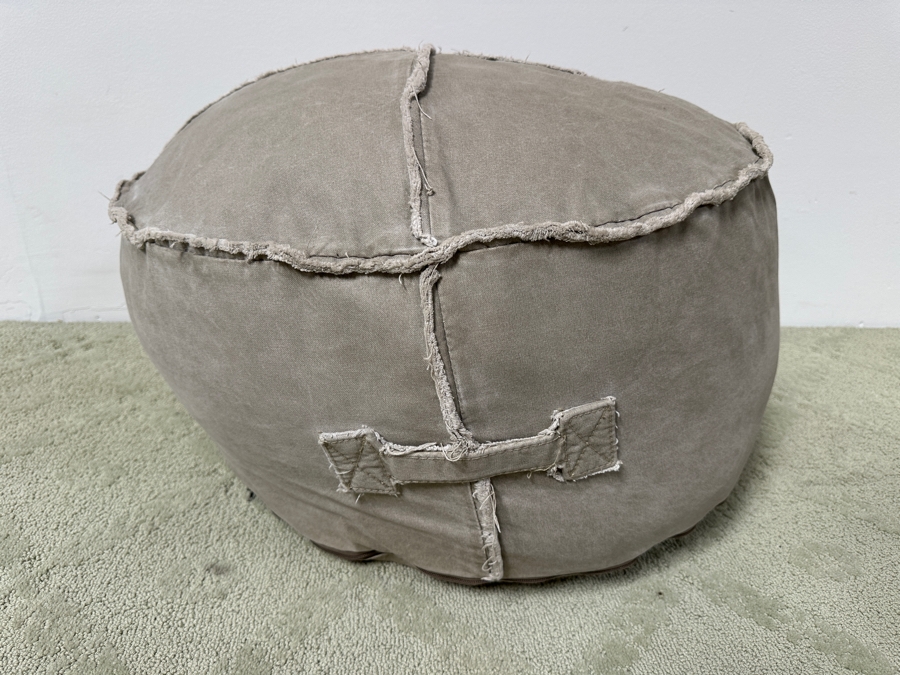 Canvas Tan Colored Pouf 24 x 12 [Photo 2]